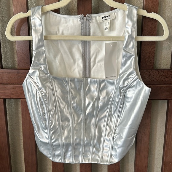privy Tops - Faux Leather Corset Top